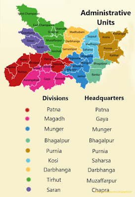administrative units of bihar- divisions- headquarters