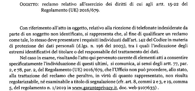 Segnalazioni al Garante per telemarketing non autorizzato: abbiamo un problema 1 reclamo garante dozza aliprandi