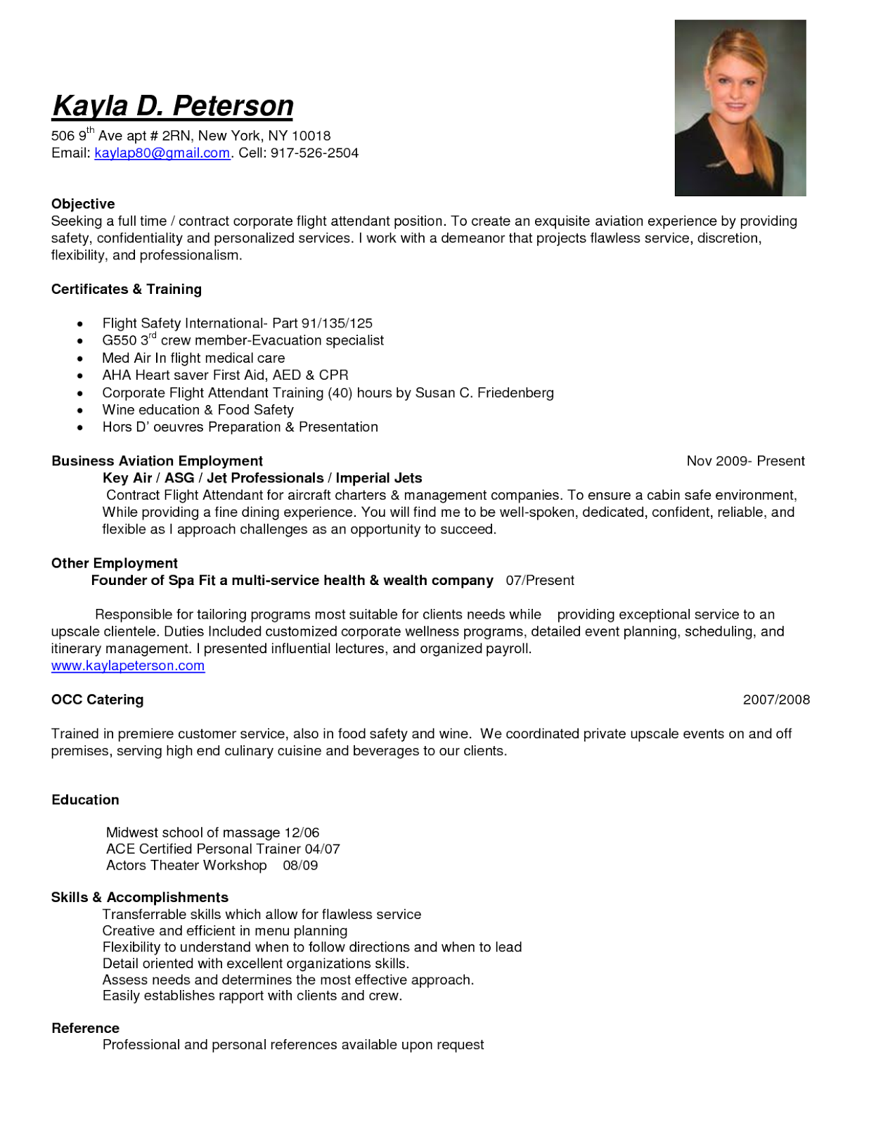 Flight Attendant Resume Examples