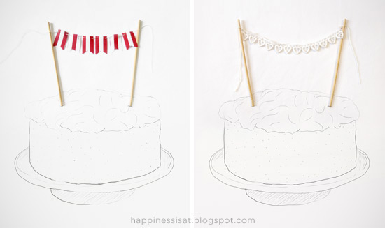 Handmade cake bunting from Happiness is... Custom made, made to order. 