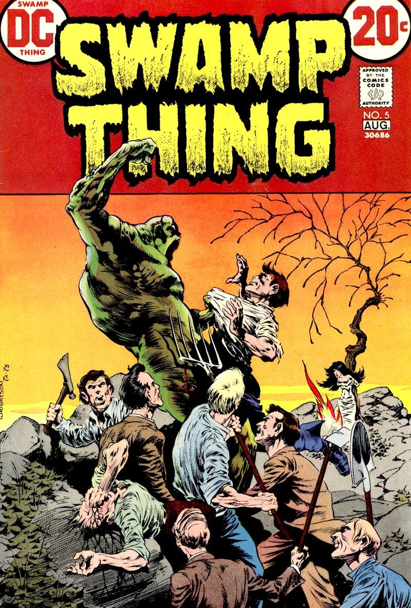 Swamp Thing #5 bronze age 1970s dc comic book cover art by Bernie Wrightson