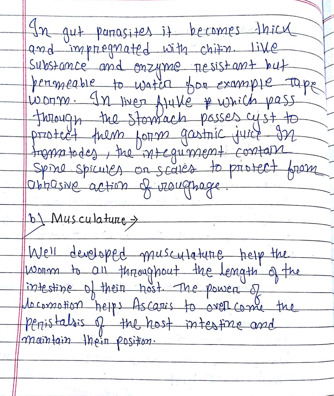 Parasitic adaptation in Helminths