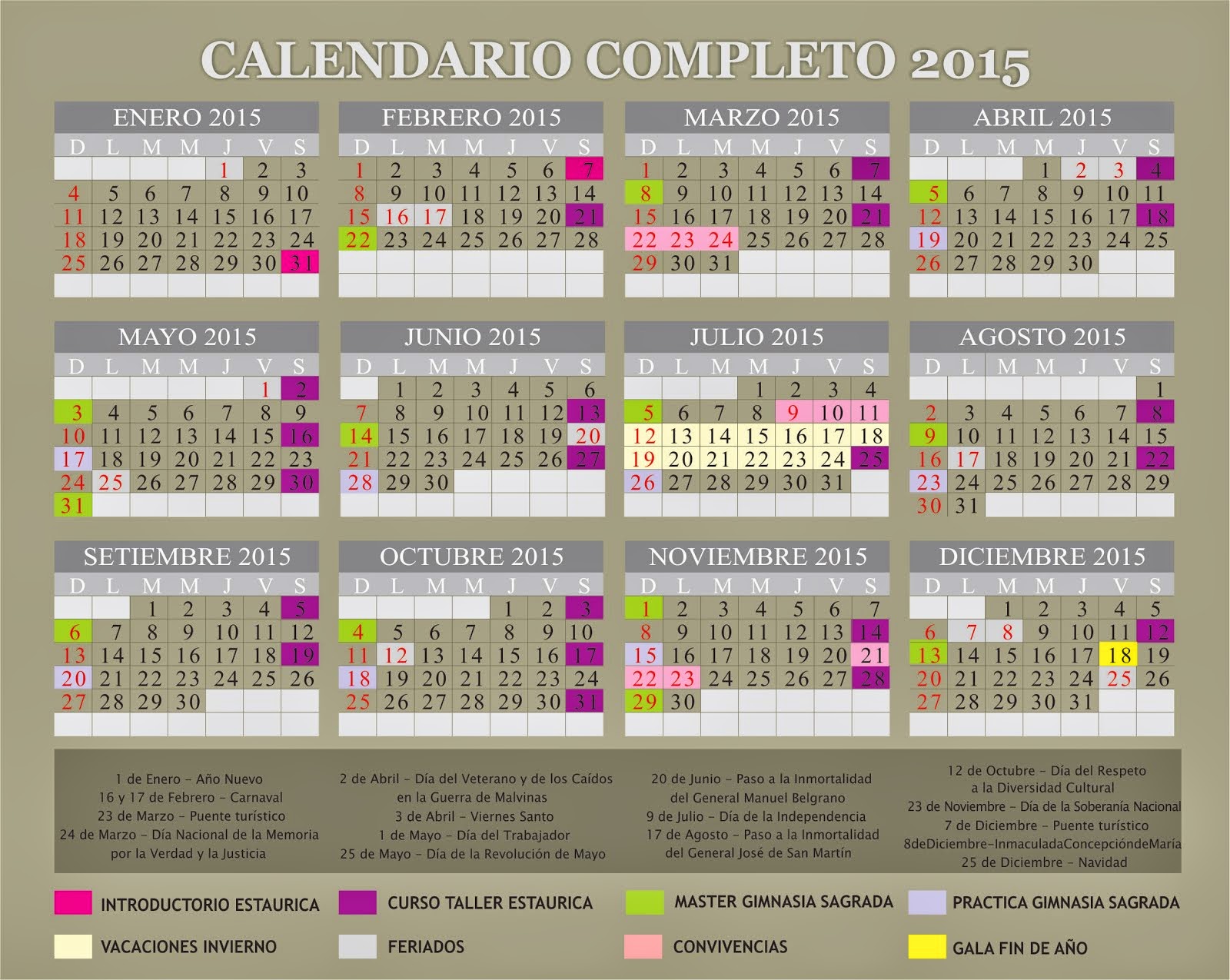 CALENDARIO 2015