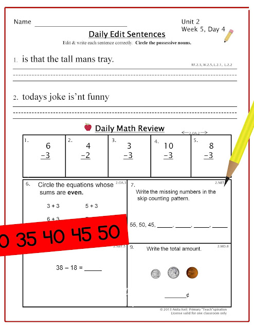 A Peek at a Common Core Week - Primary Teachspiration