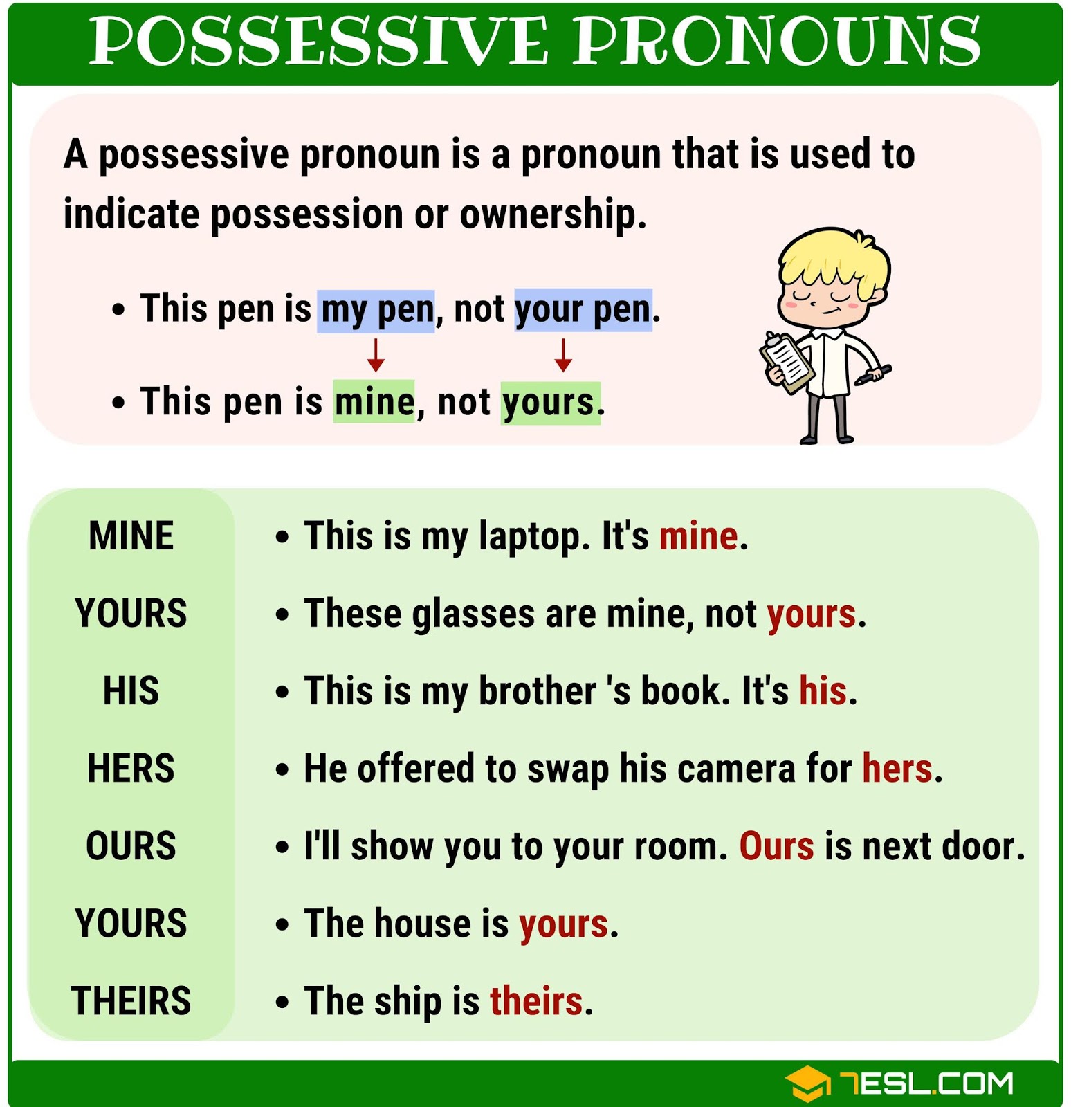 Choose The Correct Possessive Pronoun Worksheet