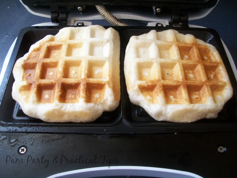 Pams Party & Practical Tips Bacon, Egg, and Cheese Biscuit Waffle