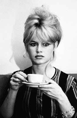 Brigitte Bardot drinking coffee