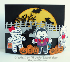 VIDEO Tutorial: How to Make a Bendy Card with Cookie Cutter Haloween and Spooky Fun stamp sets; card by Margo Richardson