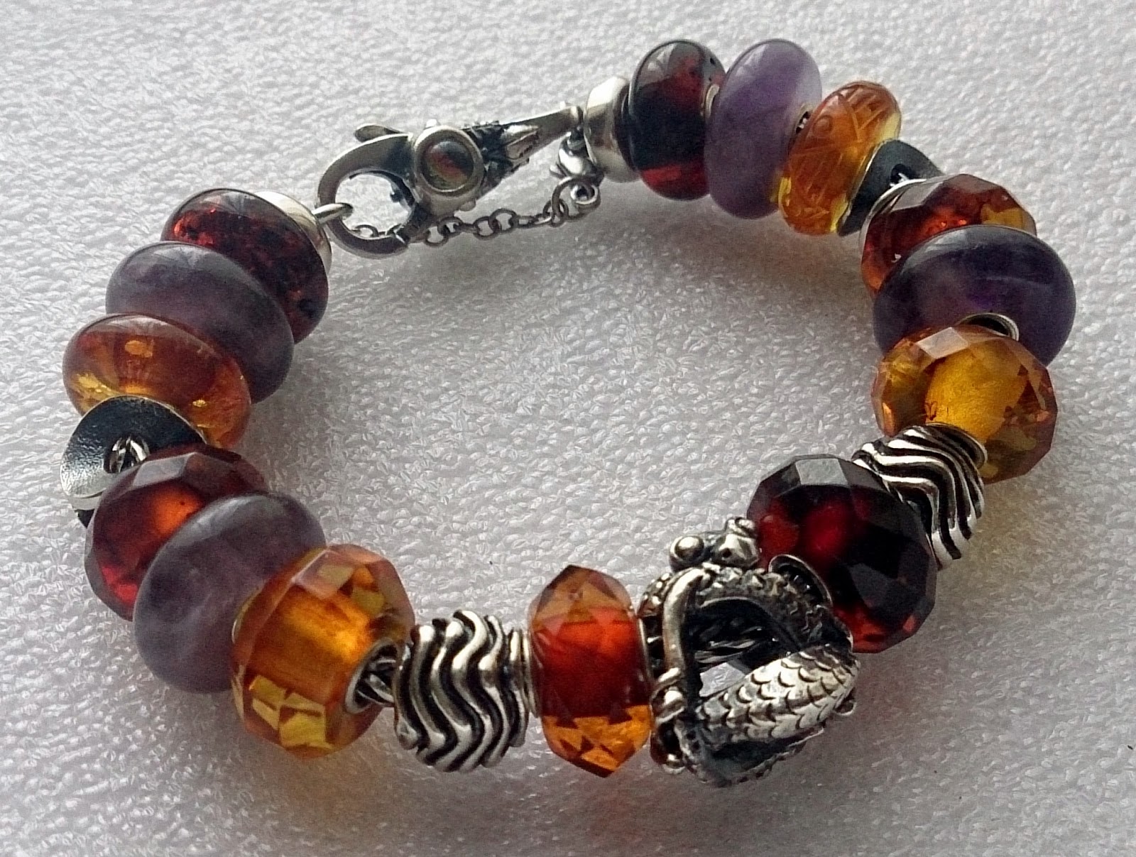 Curling Stones for Lego People: Trollbeads Amber and Amethyst Bracelet