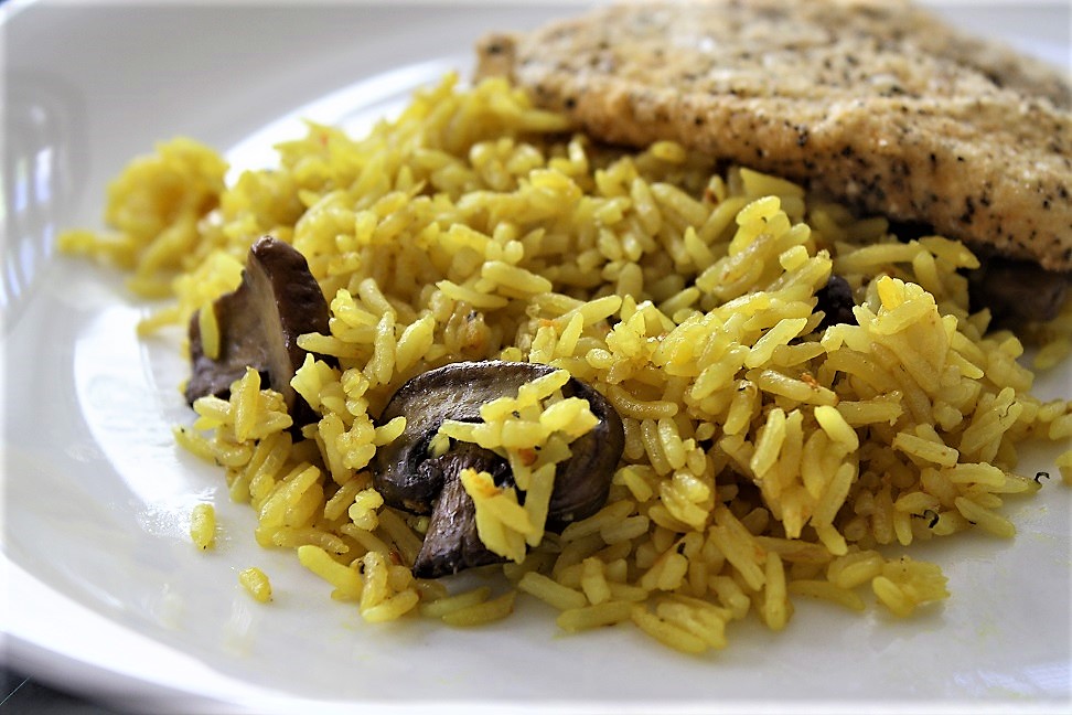 Cooking Gluten Free with Bea: Turmeric Mushroom Jasmine Rice -Rice Cooker