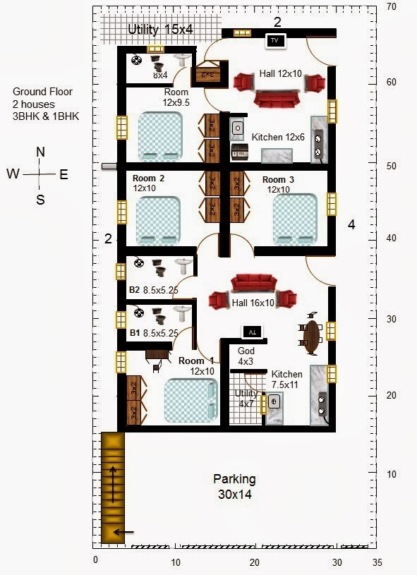 My Little Indian Villa 12R5 2 houses in 35x70 (South