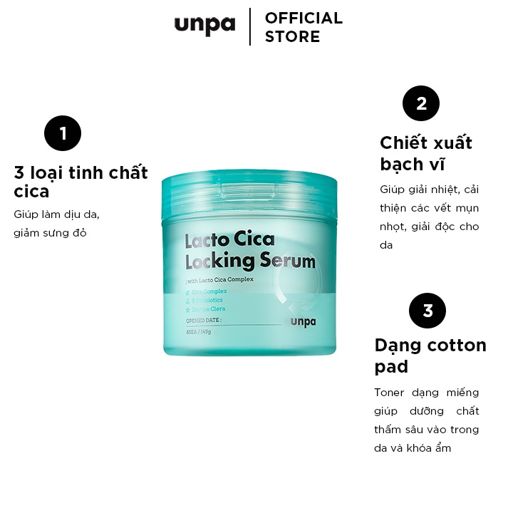 Serum Dạng Miếng Giúp Làm Dịu, Phục Hồi Da Và Ngừa Mụn Unpa Lacto Cica Locking Serum 145g