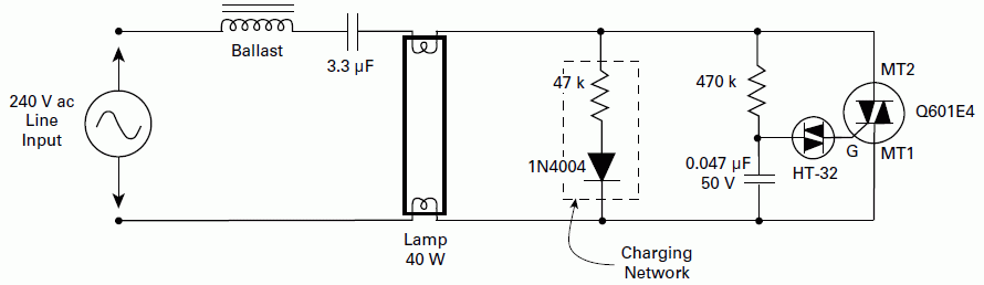 Schematics diagrams: Fluorescent Lamps electronic starter and ignition