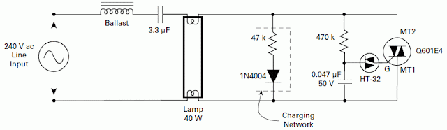 Schematics diagrams: Fluorescent Lamps electronic starter and ignition