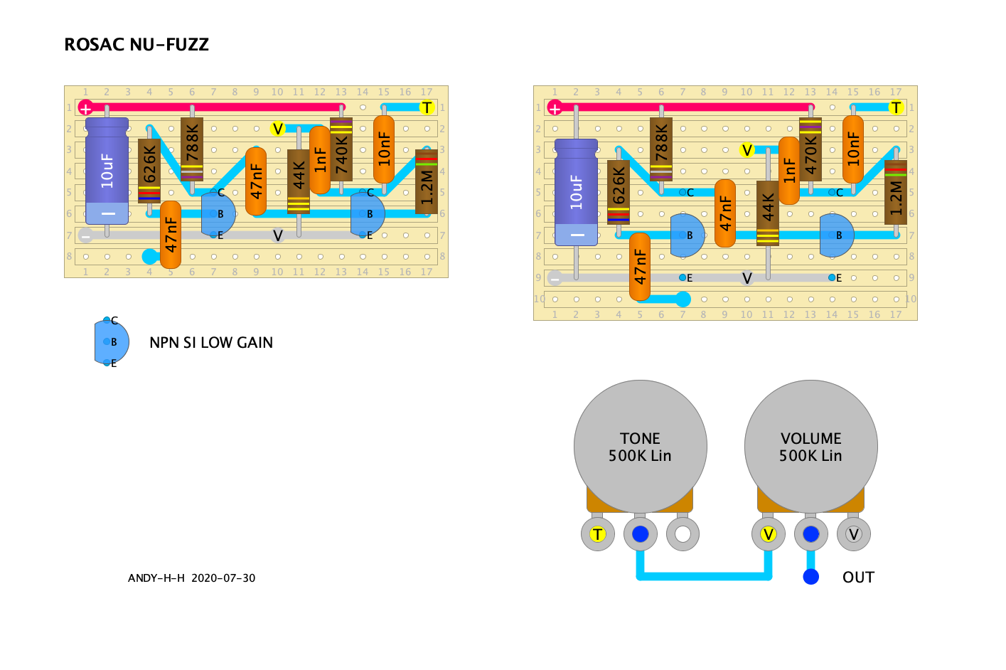 Guitar Effects - Vero - Point to Point - Tag Board Layouts: ROSAC: Nu
