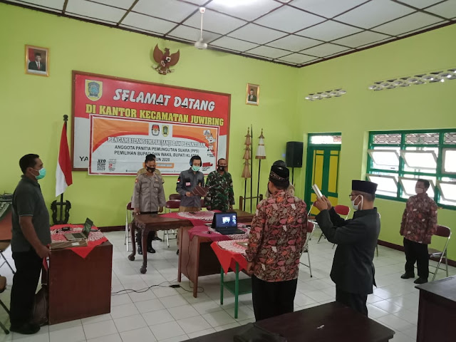 Danramil 21 Juwiring Hadiri Pelantikan Dan Pengambilan Sumpah Janji Anggota PPS