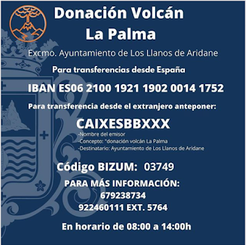 Donaciones afectados volcán de La Palma
