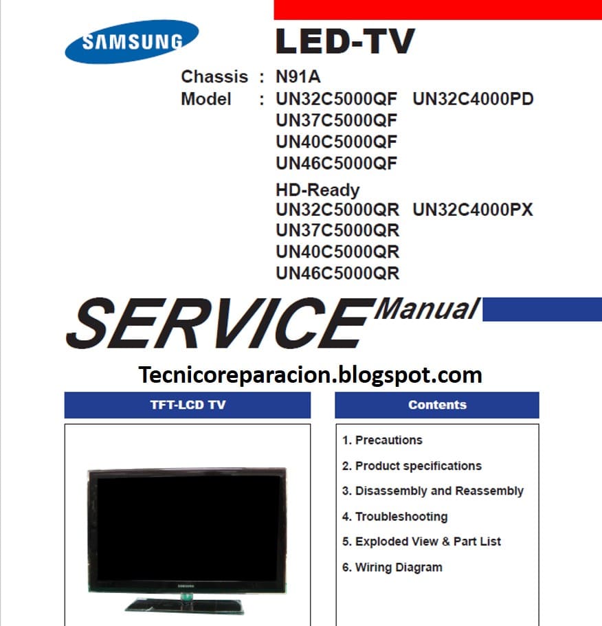 Samsung UN32C5000QF UN37 UN40 UN46 UN32C4000PD N91A Diagrama SM