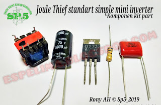 Komponen untuk membuat rangkaian Joule Thief simple mini inverter