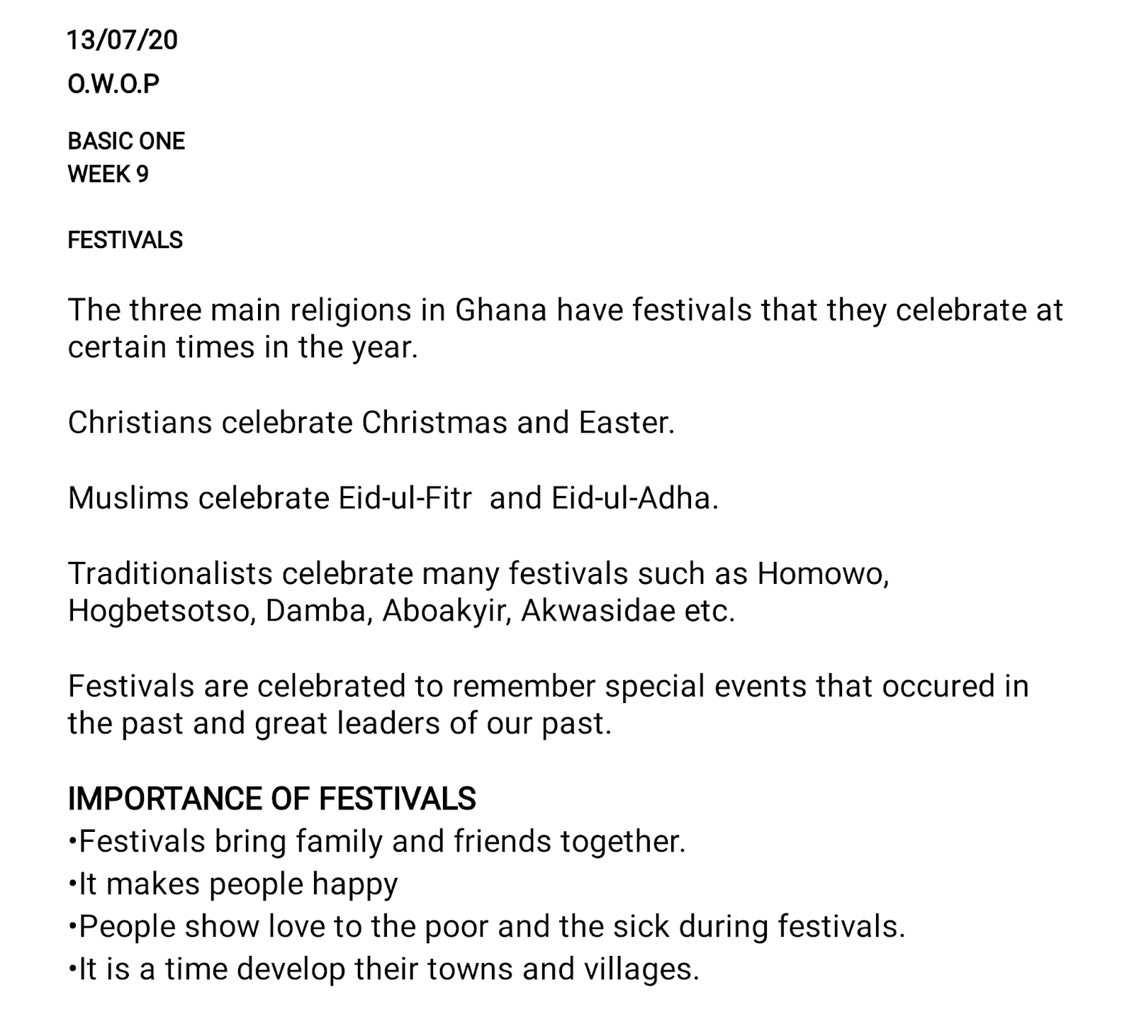 OUR WORLD OUR PEOPLE