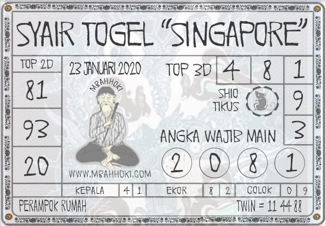 Prediksi Togel Singapura Kamis 23 Januari 2020 Lengkap Dengan Syair