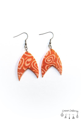 Boucles oreilles pâte polymère spirale orange Stenna Création Fimo