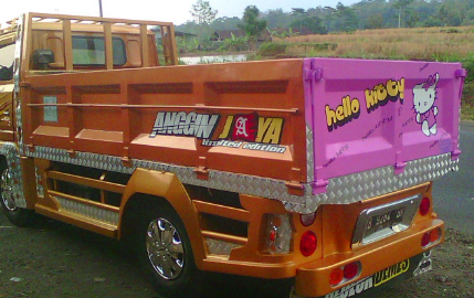 karoseri bak truk mekar jaya-merah muda