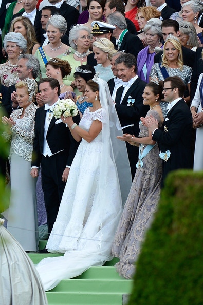 Princess Charlene of Monaco, Prince Edward, Earl of Wessex and Sophie, Countess of Wessex depart for the banquet after the wedding ceremony of Princess Madeleine of Sweden and Christopher O’Neill.