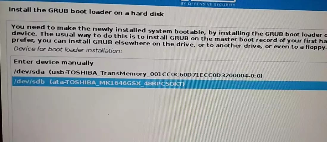 penginstalan grub loader kali linux proses pengintalan grub loader kali linux