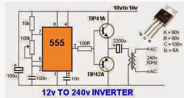 12 Volts to 230 Volts Inverter Circuit - ElectricalCoreCircuits