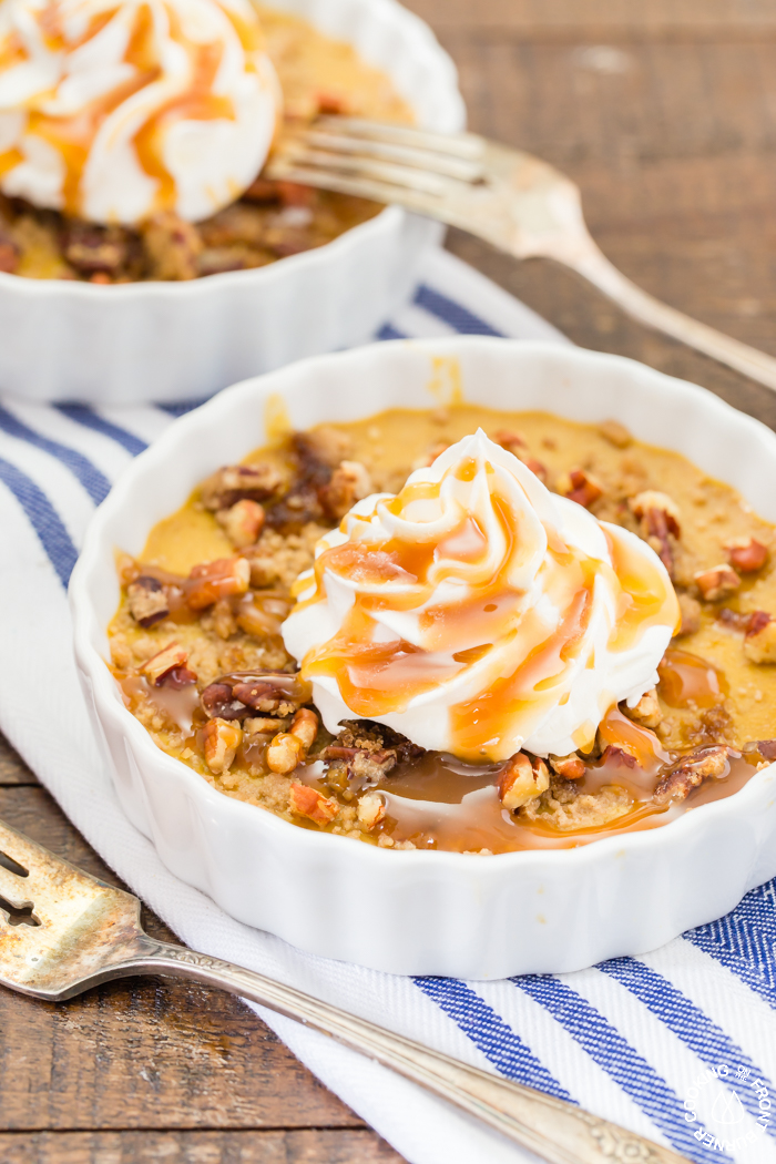 Easy Pumpkin Pecan Custard with Bourbon Whipped Cream