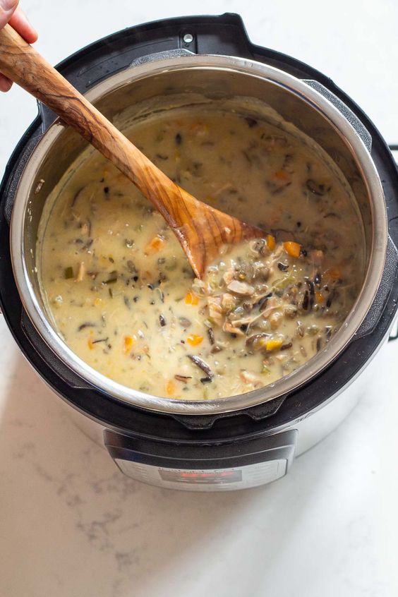 INSTANT POT CHICKEN WILD RICE SOUP POT