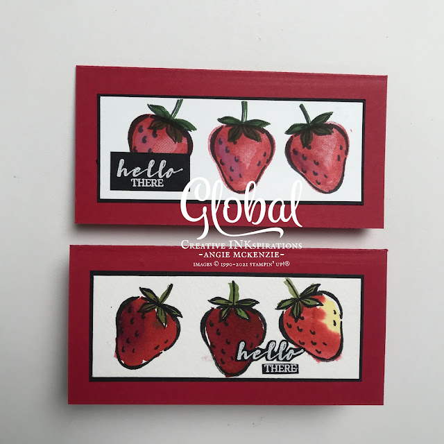 By Angie McKenzie for Global Creative Inkspirations; Click READ or VISIT to go to my blog for details! Featuring the Sweet Strawberry Bundle from the January - June 2021 Mini Catalog; #stampinup #handmadecards #naturesinkspirations #sweetstrawberry #occasioncards #thankyoucards #birthdaycards #minislimlinecards #sweetstrawberrystampset #strawberrybuilderpunch  #sweetstrawberrybundle #janjun2021minicatalog #cardtechniques #watercoloringwithinks #fussycutting #globalcreativeinkspirations #gcibloghop #makingotherssmileonecreationatatime