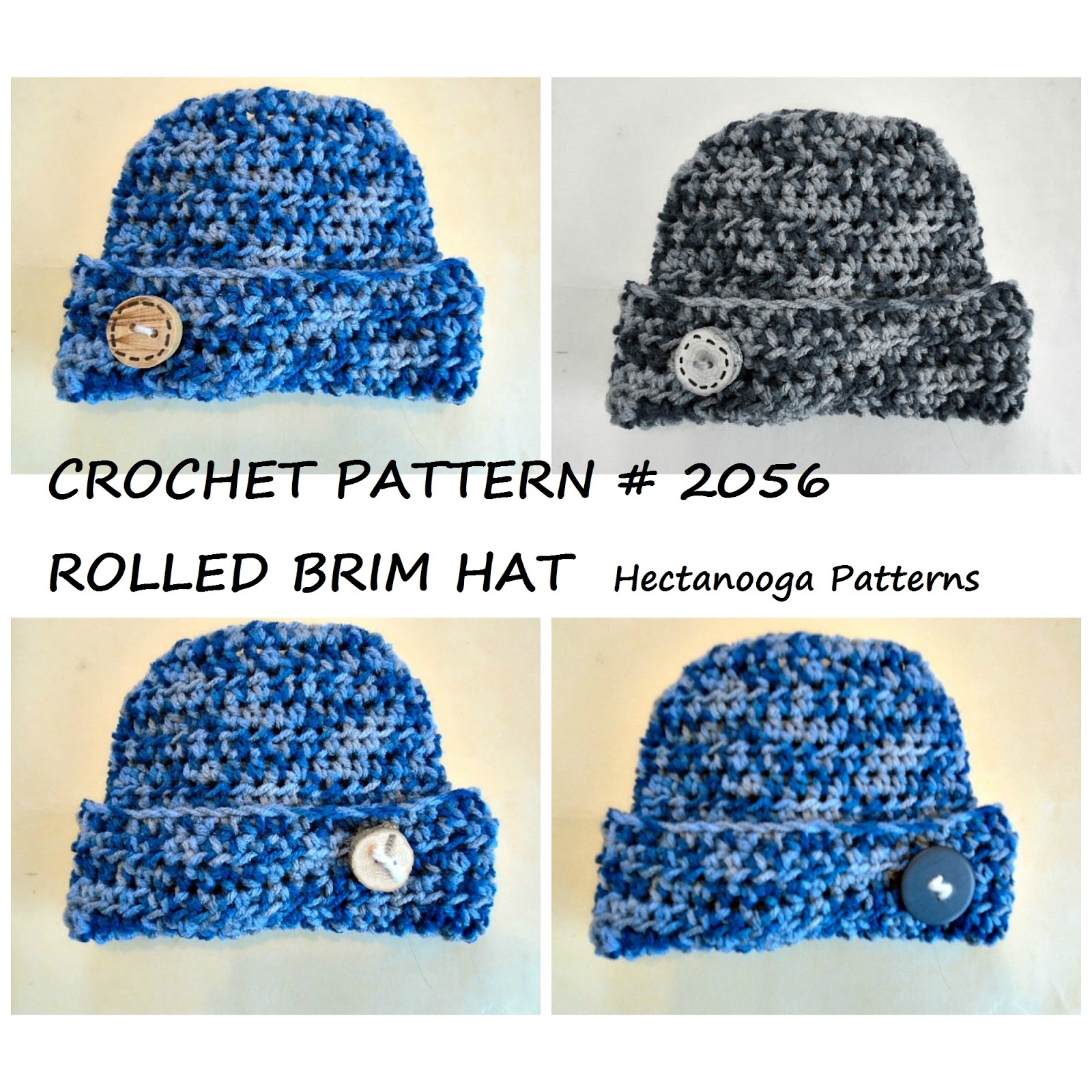 HECTANOOGA PATTERNS Free crochet pattern 2056 ROLLED BRIM HAT