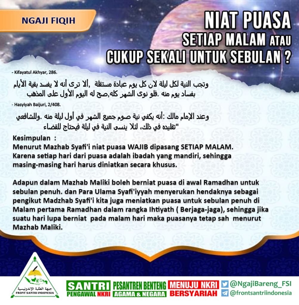 Niat puasa satu bulan