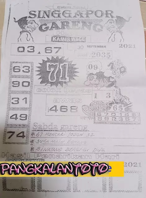 Prediksi Sgp Hari Ini 30 September 2021 Togelwap
