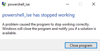 Windows PowerShell аварийно завершает работу после перепрошивки Windows 10