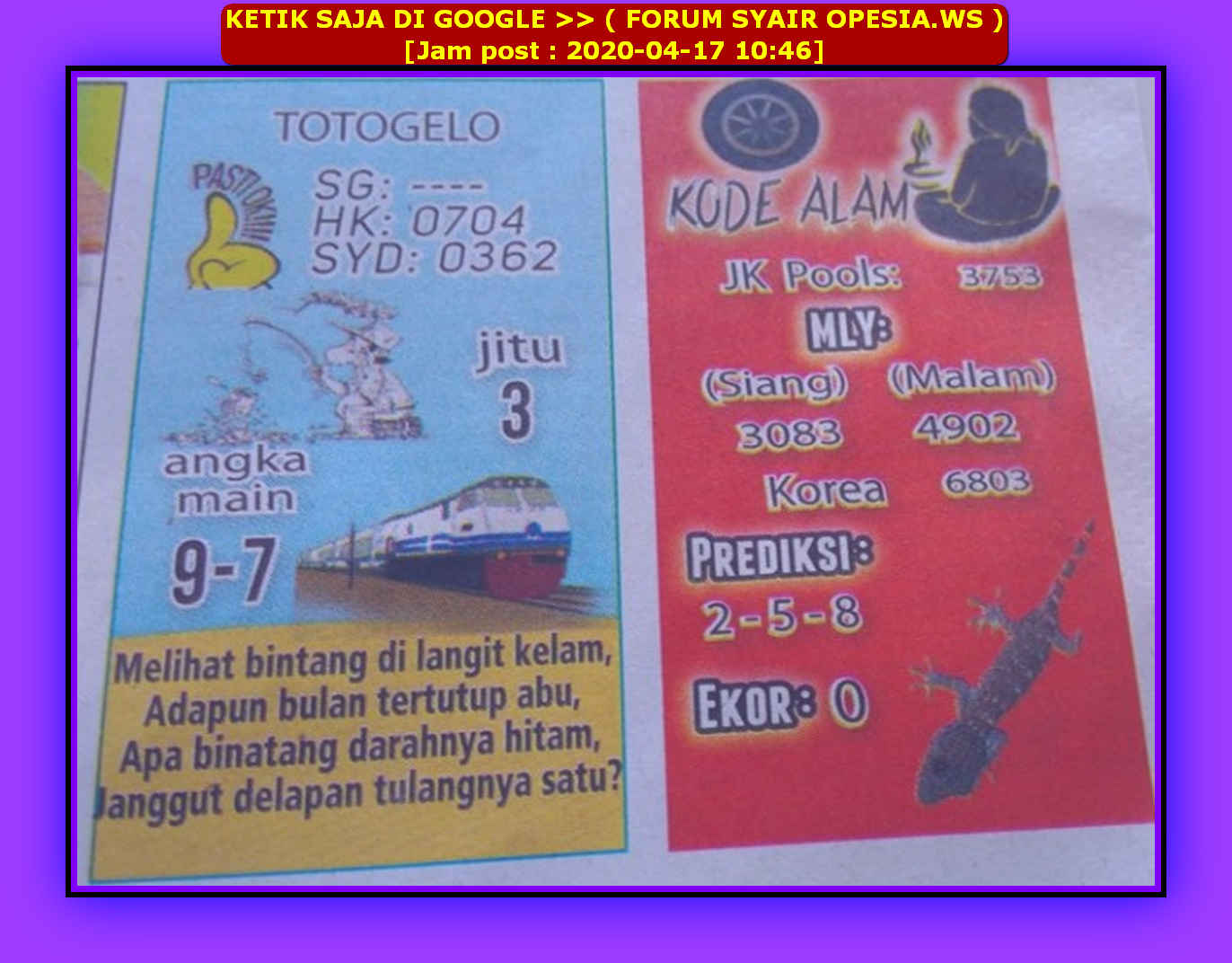 1 New Message Kode Syair Hongkong 17 April 2020 Forum Syair Togel Hongkong Singapura Sydney