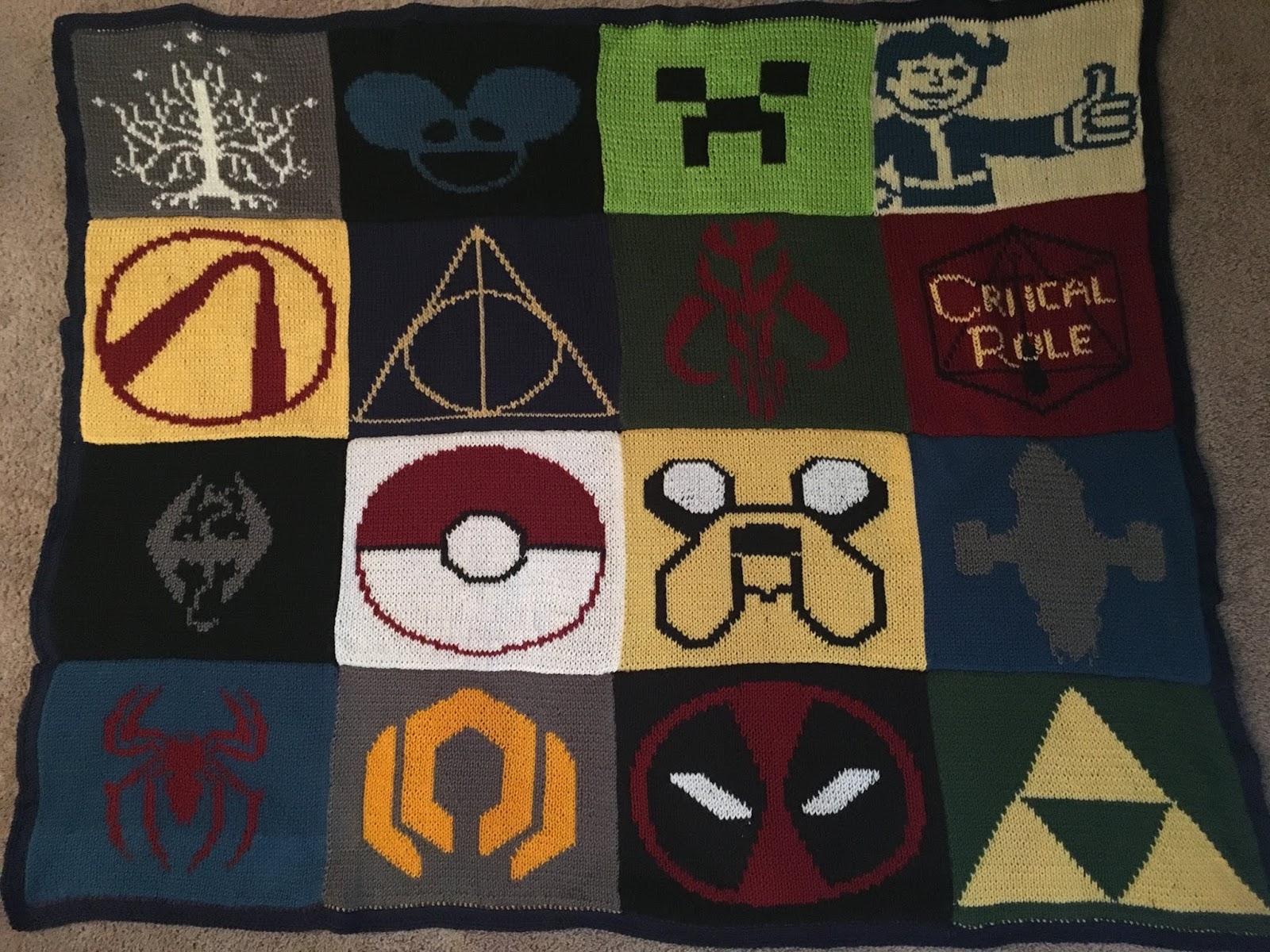 Nerdy Knitted Patch Blanket — The Nifty Nerdarella