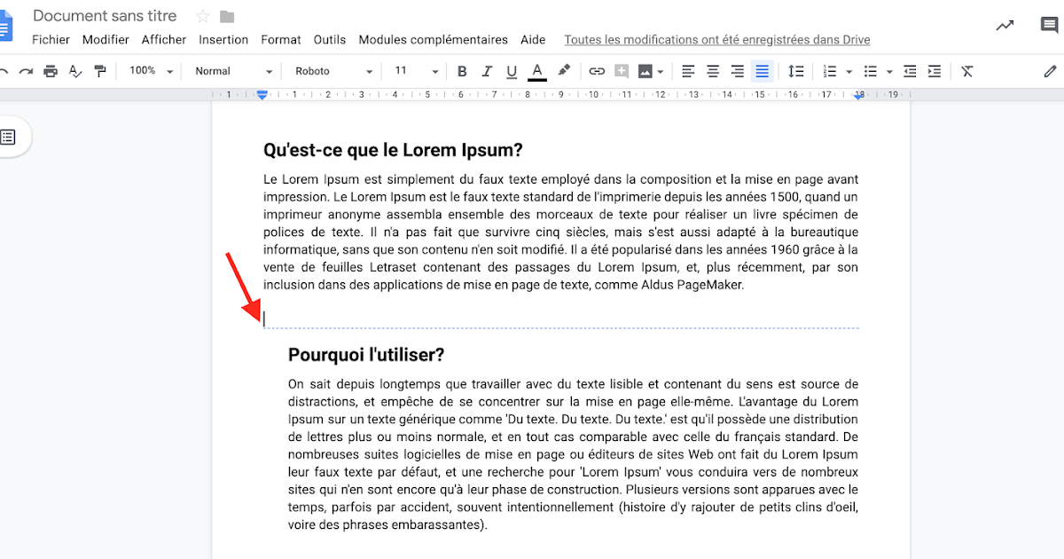 Insérer des sauts de section et les afficher dans Docs Insérer des sauts de section et les afficher dans Docs