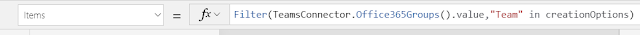 Gallery Items Property - Filtering only teams from Office 365 groups