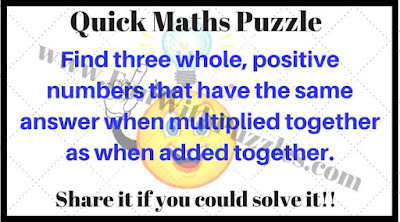 Quick Maths Puzzle Question Quick Maths Puzzle Question