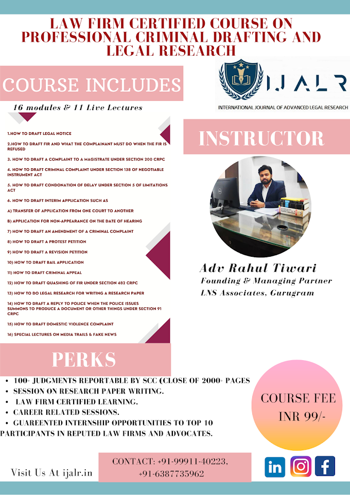 LAW FIRM CERTIFIED COURSE ON PROFESSIONAL CRIMINAL DRAFTING AND LEGAL RESEARCH
