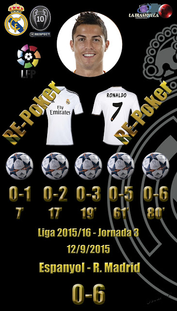 Cristiano Ronaldo (Re-Poker de goles) - Espanyol 0 - 6 Real Madrid - Liga 2015/16 - Jornada 3 - (12/9/2015)