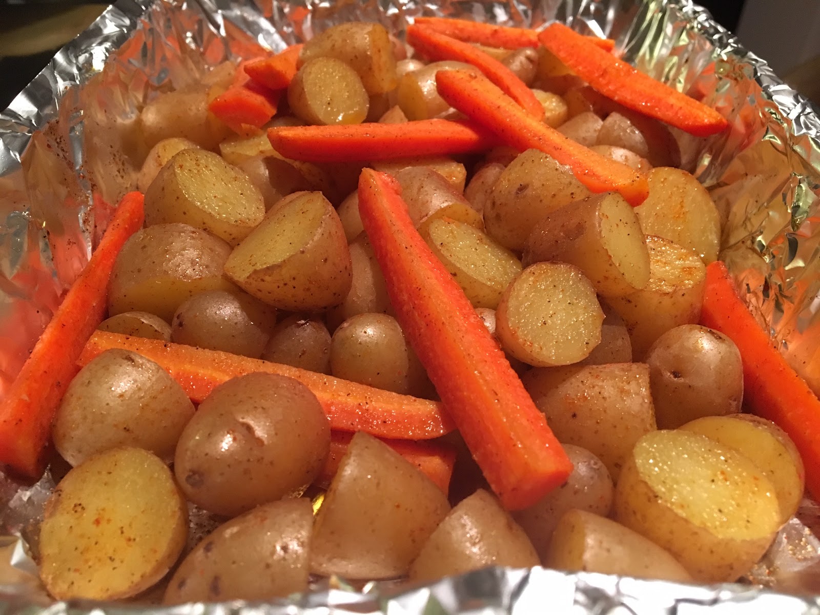 The Bachelor's Cookhouse Garlic Roasted Potatoes and Carrots