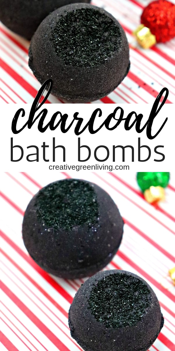 Learn how to make a detoxifying bath bomb recipe with activated charcoal. This DIY bath bomb will give you black bath water just like the Lush secret arts black bath bomb. Using activated charcoal in skin care products is great for your skin. Learn more on Creative Green Living. #creativegreenliving #bathbombs #DIYbathbombs #activatedcharcoal #blackbathbomb #blackbathwater #homemadebeauty #essentialoils