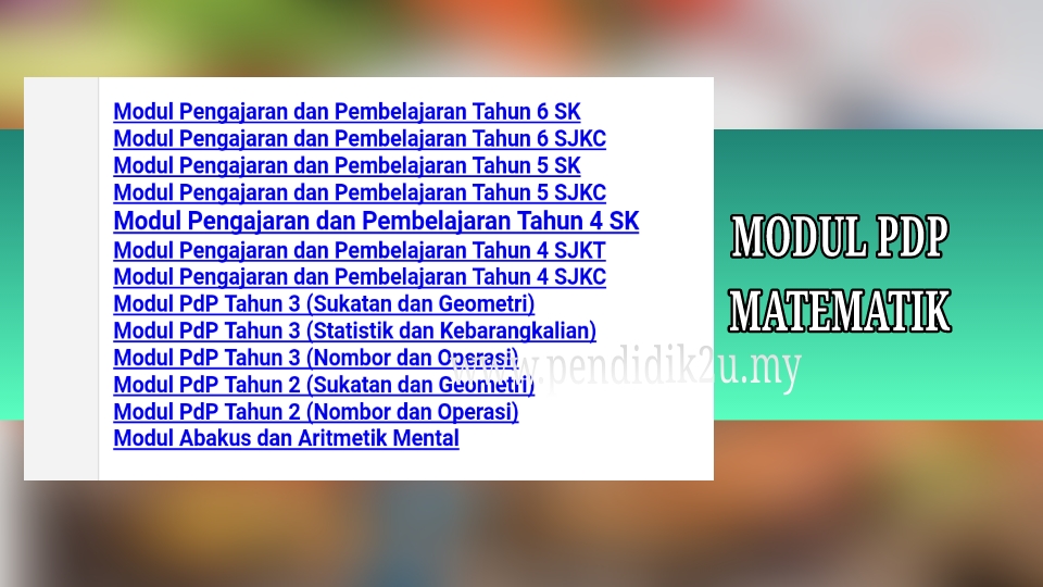 Koleksi Modul PdP Matematik  Pendidik2u