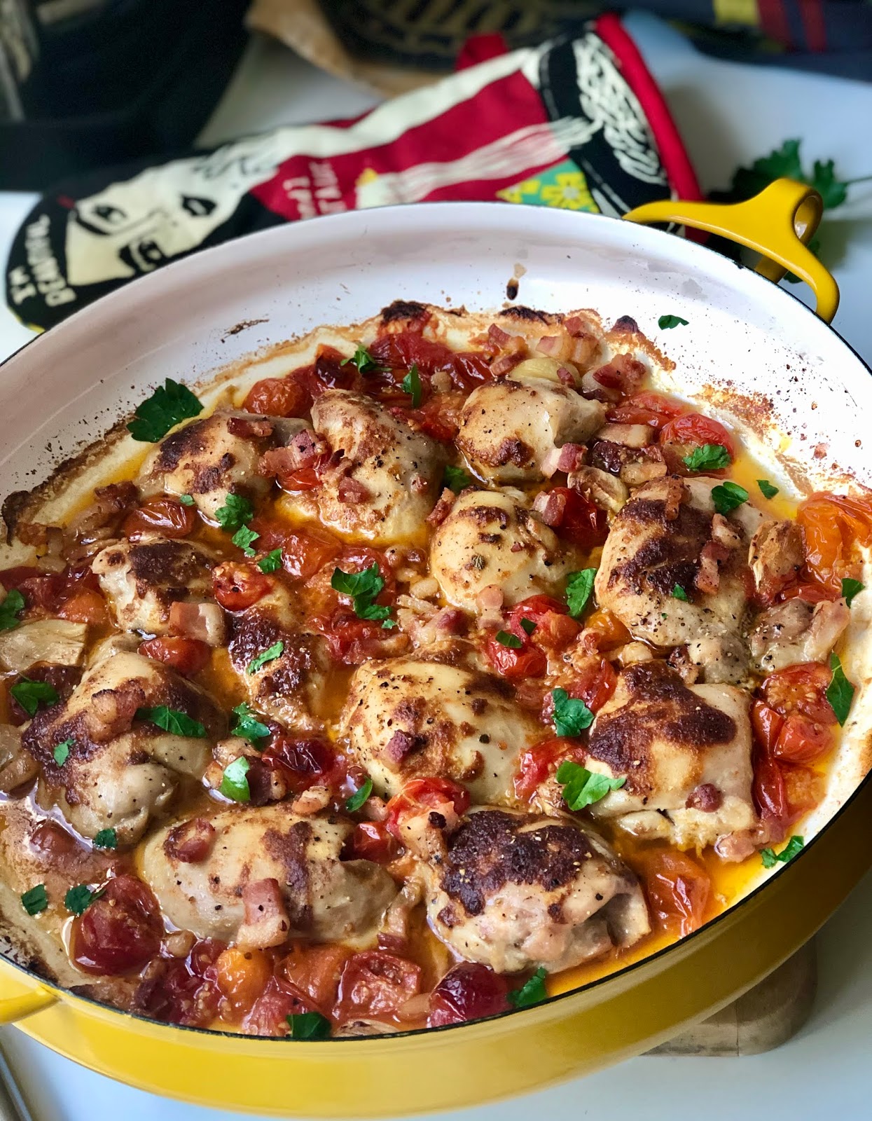 Melissa Clark's Chicken Thighs w/ Jammy Tomatoes