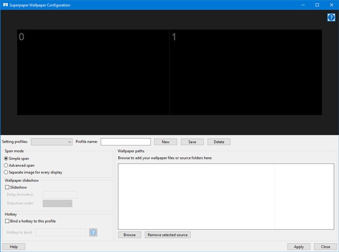 Superpaper is een multi-monitor wallpaper manager voor Windows 10