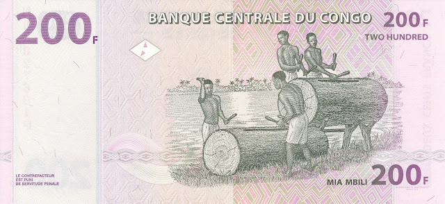 Currency of the Democratic Republic of the Congo 200 Congolese francs banknote 2007